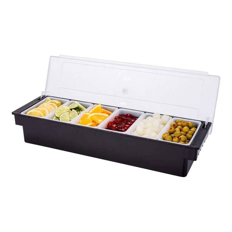 Prep & Savour Bar Lux Black Plastic Condiment Caddy 6 Compartments